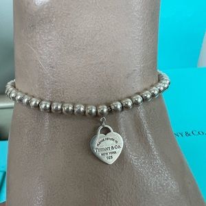 🔴Authentic TIFFANY & CO RTT Heart Blue Enamel Bead Bracelet 🔴